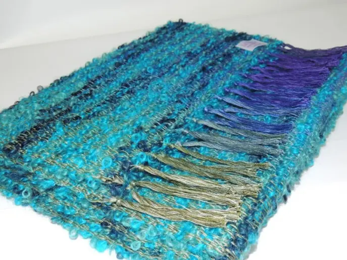 Teal scarf Monet Lunalae Waterlillies Cerulean blue 1