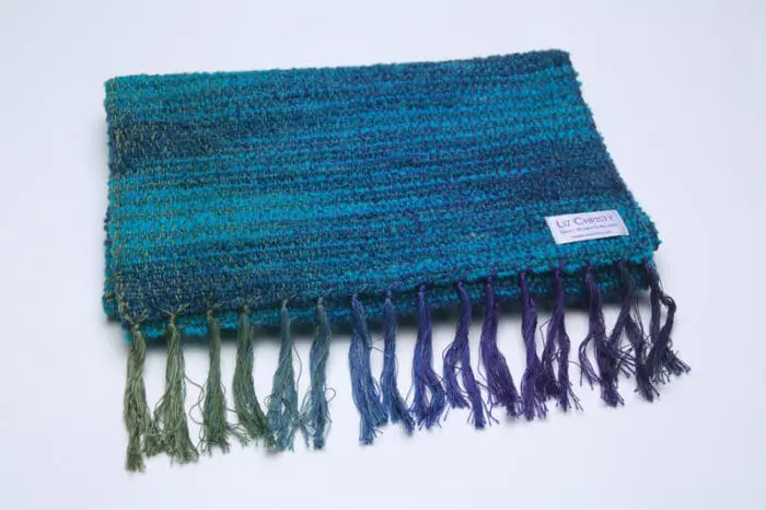 folded-irish-wool-scarf-waterlillies-cerulean-blue