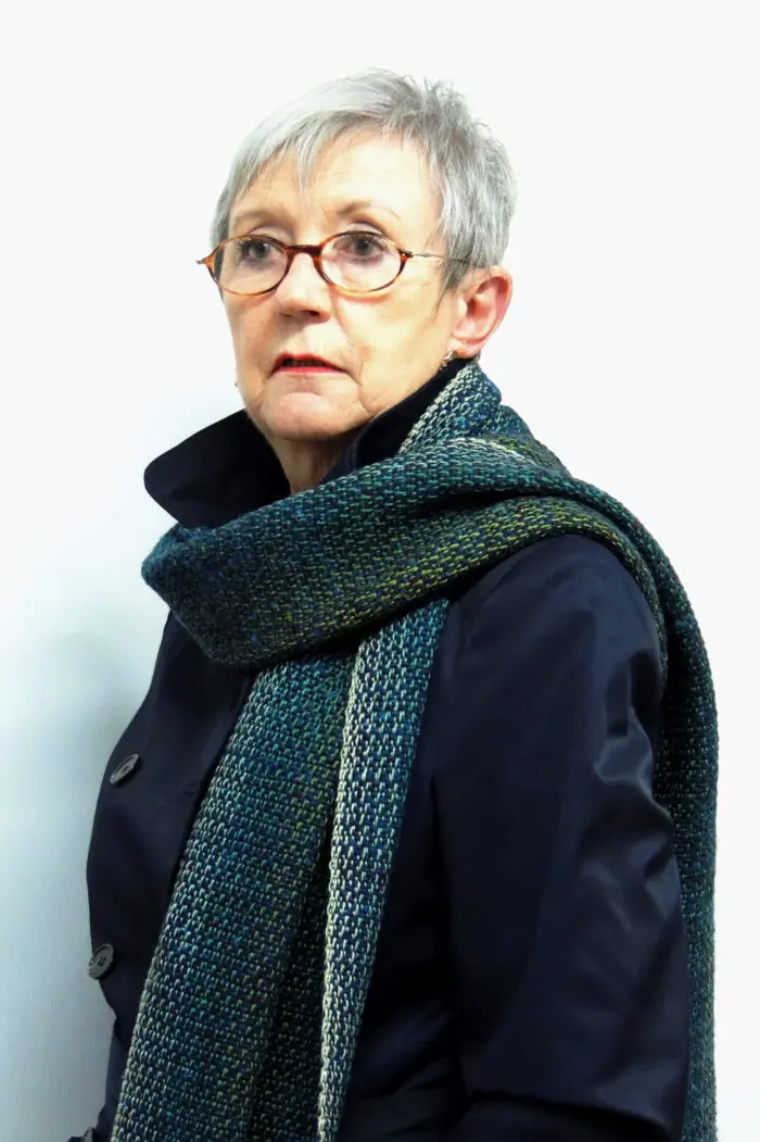 kavanagh-scarf-canal-bank-derrybeg-blue-modelled-liz-christy