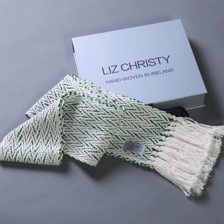 liz-christy-ancient-civilizations-herringbone-scarf-emerald-green