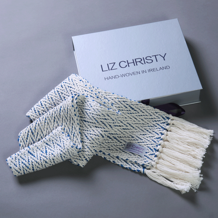 liz-christy-ancient-civilizations-herringbone-scarf-beleek-blue