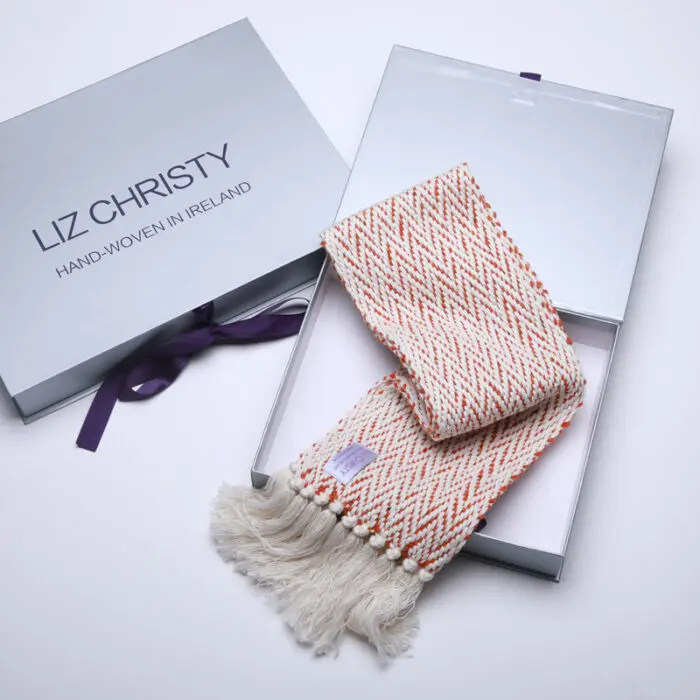 liz-christy-herringbone-scarf-cotton-wool-loughlin-orange-sq