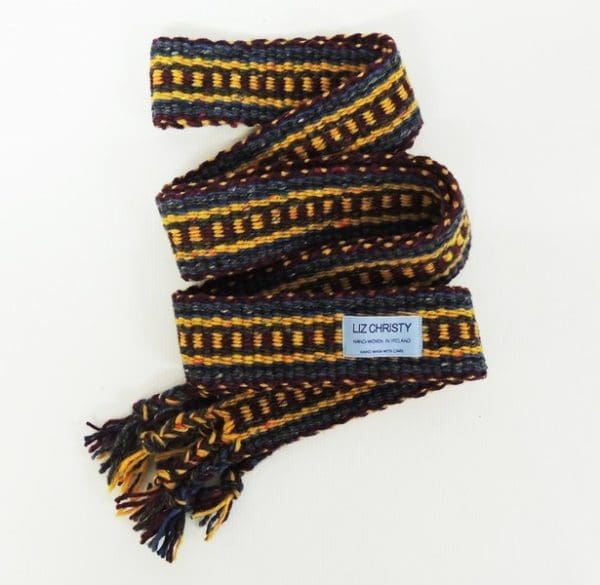 Irish Crios Belt MaroonYellow HandWoven byLiz Christy