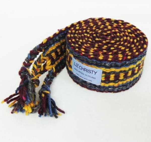 Irish Crios Belt MaroonYellow HandWoven byLiz Christy