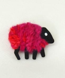 LizzyC|Sheep|Brooch|Bella_pink_red