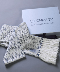 liz-christy-ancient-civilizations-herringbone-scarf-clonmany-blue