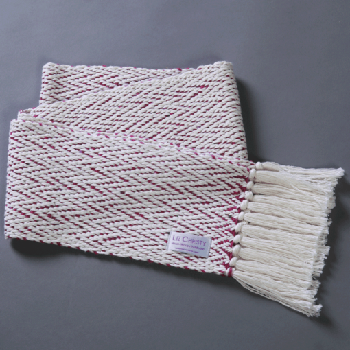 liz-christy-ancient-civilizations-herringbone-scarf-tara-pink